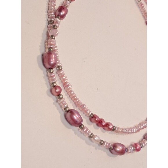 Peyote Bird Free Pink Tones Freshwater Pearls Beaded 2 Strand Necklace 16" NWT - Picture 4 of 6